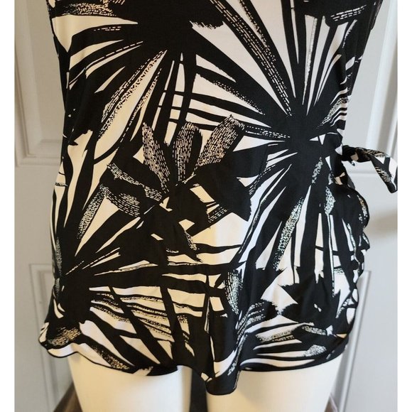 Maxine Of Hollywood Halter Neck Skirted Front One Piece Swimsuit Tropical Sz 10 - Picture 4 of 15